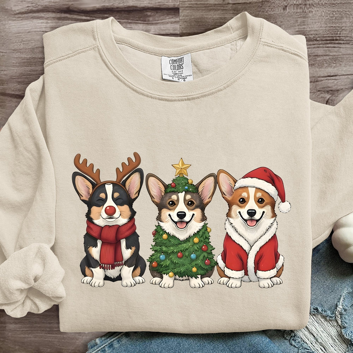 Funny Christmas Dog Art Print Sweatshirt