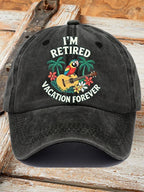 Unisex Retro Vacation Music Parrot I'M Retired Vacation Forever Print Hat