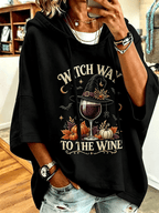 Women's Halloween Witch Print Hooded Sweatshirt