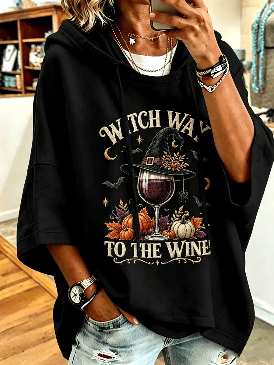 Women's Halloween Witch Print Hooded Sweatshirt