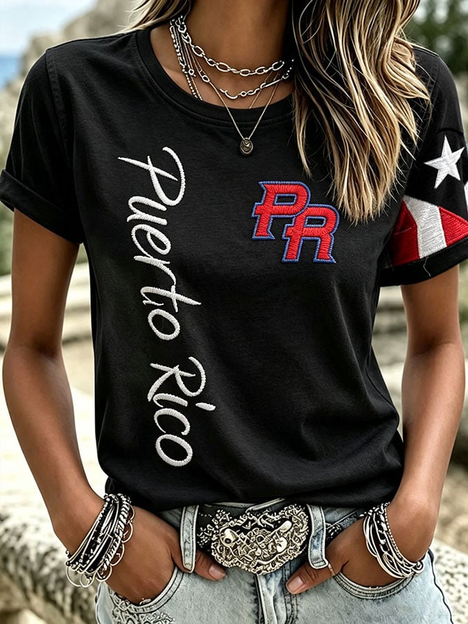 Women's Casual Puerto Rico Print Top