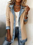 Women'S Casual Lapel Contrast Color Stitching Jacket