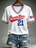 Women's Casual Puerto Rico Print Top