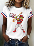 Women's Baseball Print Waffle T-shirt