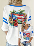 Women‘s Puerto Rico Art Printed Long Sleeve Top