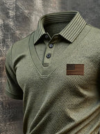 Men's Retro "Patriot" Faux-Layered Short-Sleeve Polo T-Shirt