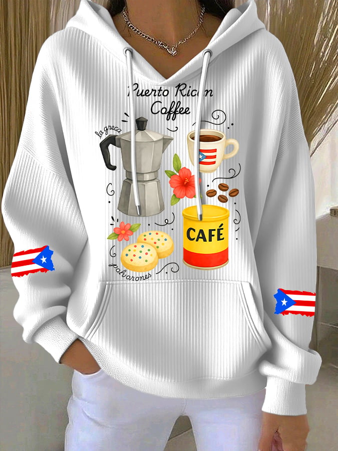 Puerto Rico Color Leisure Women's Print Casual Hoodies