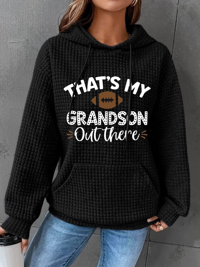 Women's That's My Grandson Out There Football Print Casual Hoodie