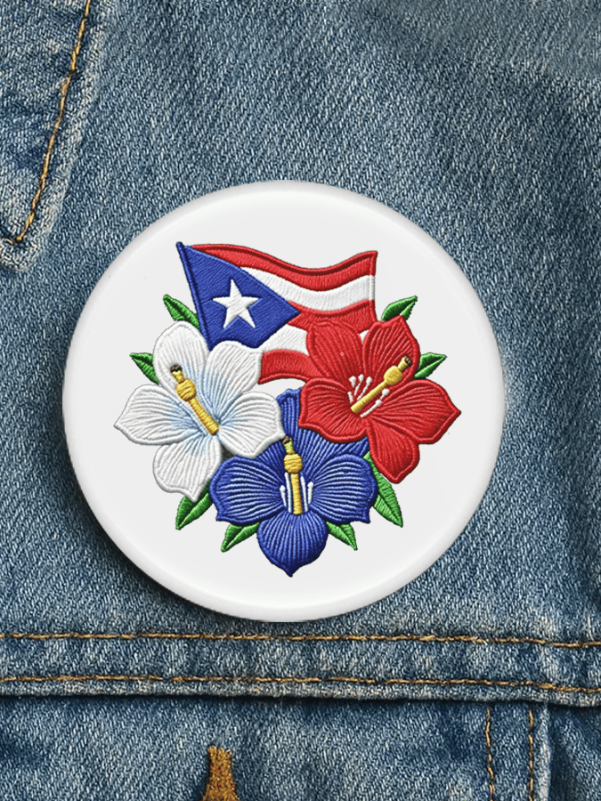 Unisex Style Retro Puerto Rico print Casual Pin   Button
