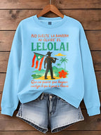 Puerto Rico Color Leisure Printed Long Sleeve Casual Top