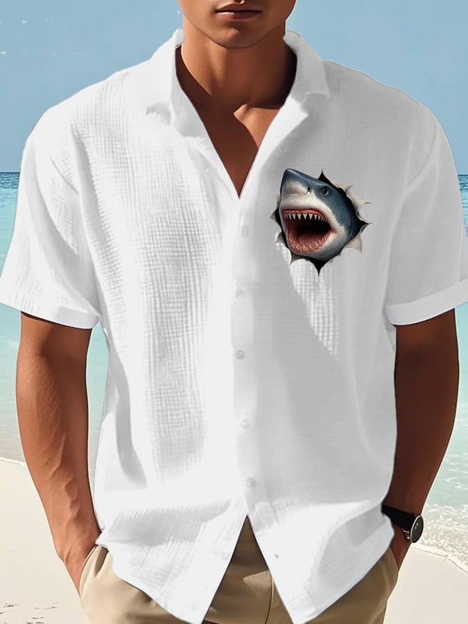 Men's Great White Shark Print Shirt