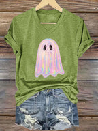 Women's Halloween Ghost Print T-Shirt