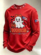 Men's Boricua Halloween Waffle-Knit Long-Sleeve Top