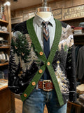 Men's Retro Christmas Print Cardigan