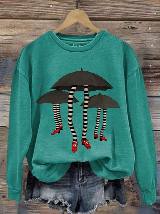 Women's Halloween Witch Print Casual Sweatshirt