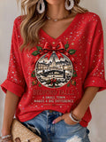 Women's Casual Film Lover Printed Waffle Top