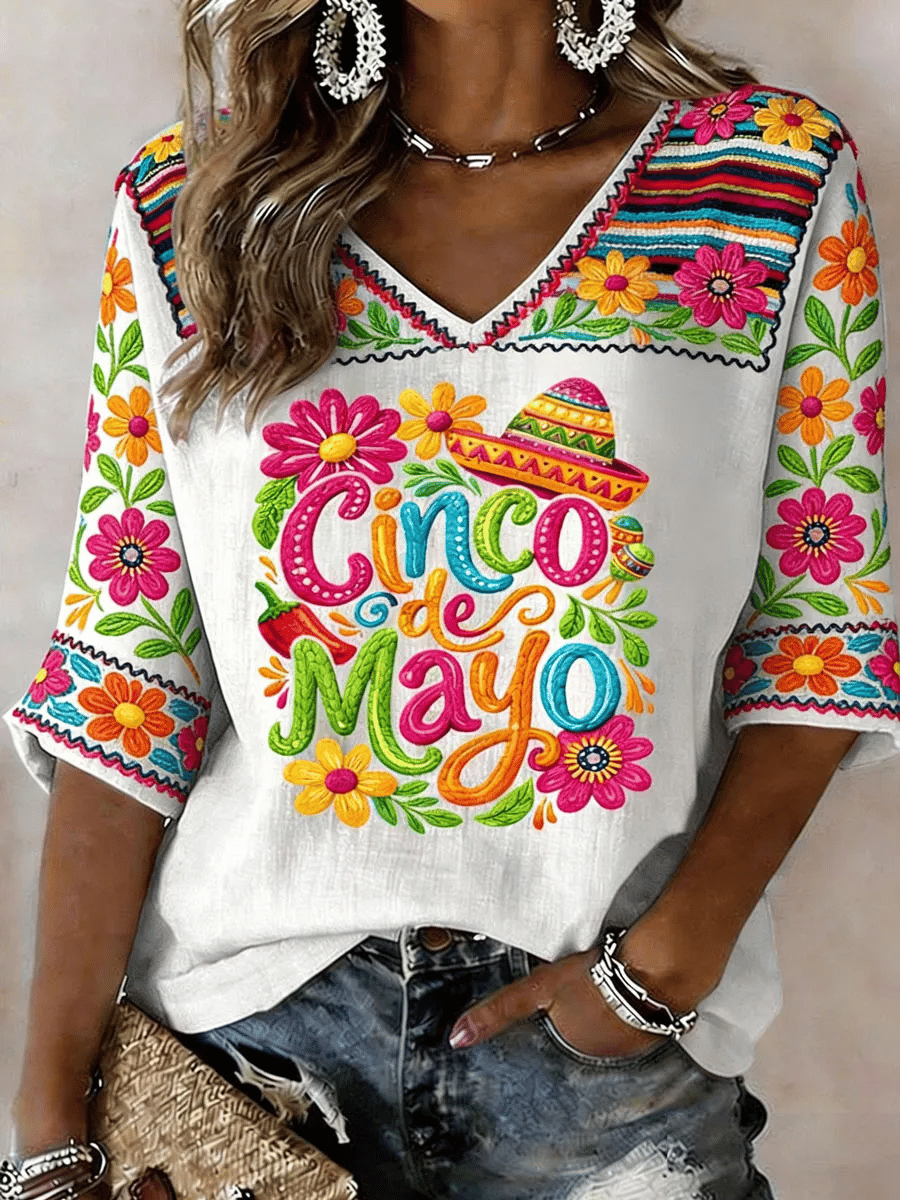 Women's Casual Cinco De Mayo Print Top