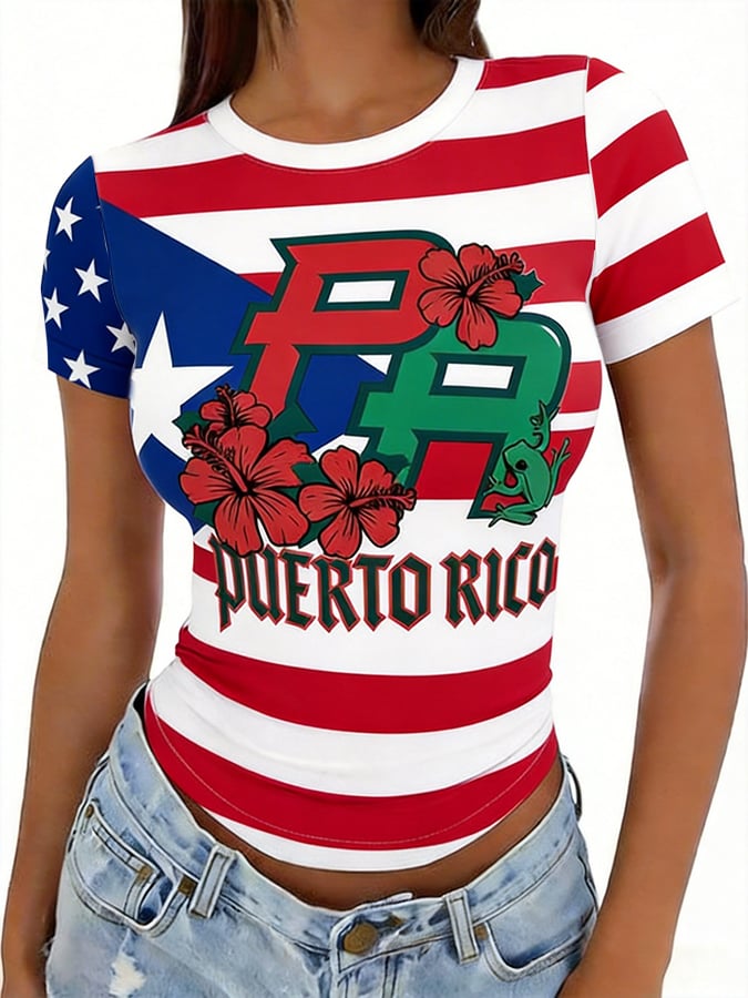 Women's Retro Baseball  Print T-Shirt