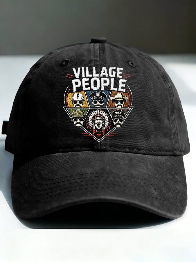 Retro Village Print Baseball Cap