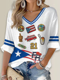 Puerto Rico Baseball Printed Long Sleeve Top