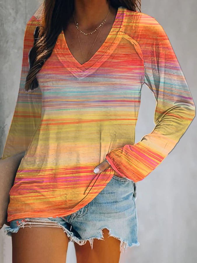 Women's Autumn Casual Gradient Long Sleeve T-shirt