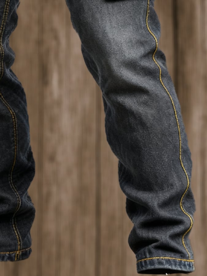 Men's Retro Multifunctional Pocket Denim Work Pants