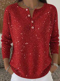 Women's Breast Cancer Print Knit Button-Down Top
