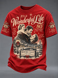 🔥🔥2nd 50% Off 🔥🔥Men's It's A Wonderful Life Christmas Print Round Neck T-shirt