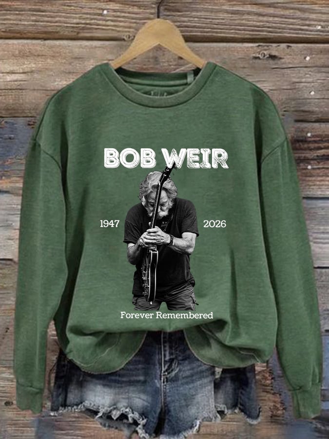 Women's Vintage Rock Tribute Print Casual Sweatshirt