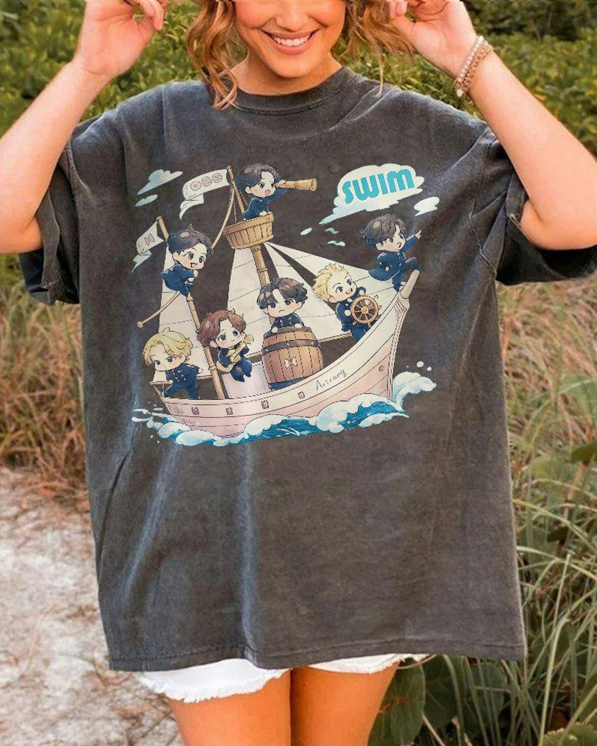 Kpop Swim Music Art Printed Retro T-shirts