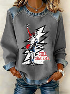Women's Retro Print Long-Sleeve Sweatshirt