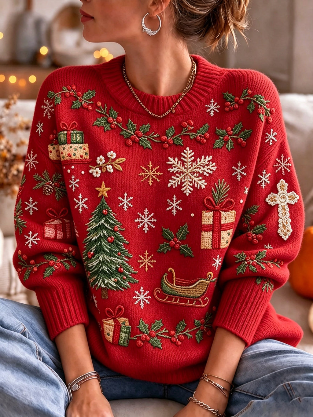 Women's Casual Print Knit Top