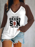 Women's That's My Grandson Out There Printed Casual Long Sleeve T-Shirt
