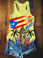 Yo Soy Boricua Printed Casual Tank Top