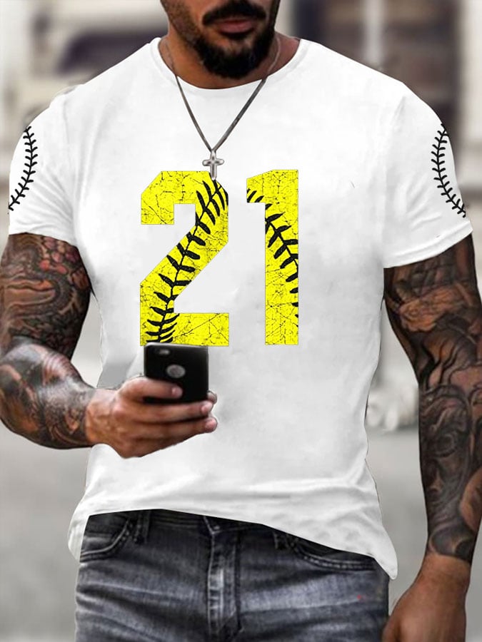 Men's Puerto Rico Baseball Print Short-Sleeve T-Shirt
