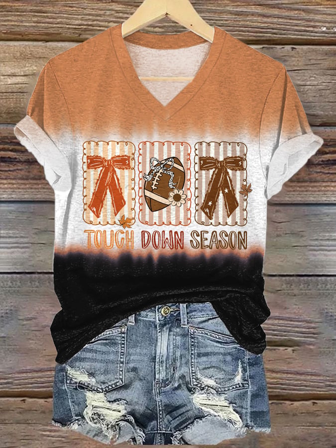 Women's Autumn Rugby Graphic Short Sleeve T-Shirt