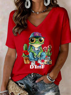 Women's Puerto Rico Printed V-Neck T-shirts