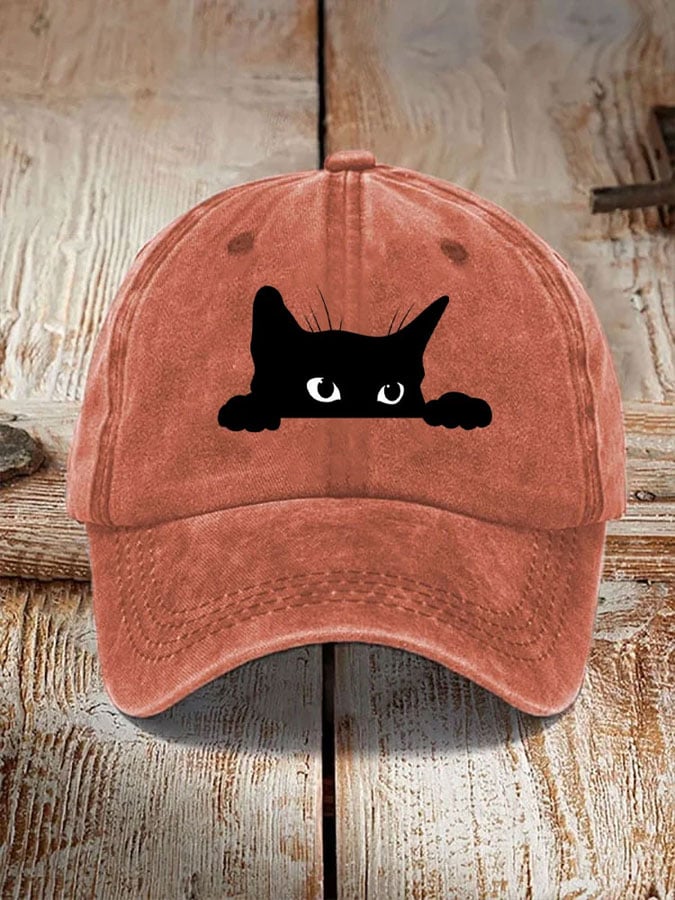 Unisex Black Cat Print Baseball Cap