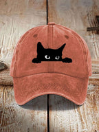 Unisex Black Cat Print Baseball Cap