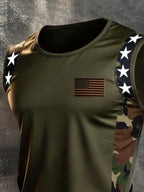 Men's Retro Independence Day Patriot Crew Neck Tank Top
