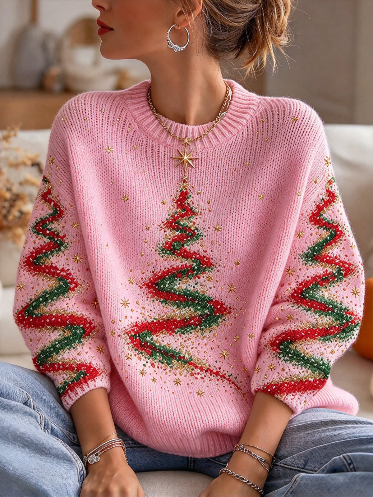 🔥🔥2nd 50% Off 🔥🔥Women's Casual Print Knit Top