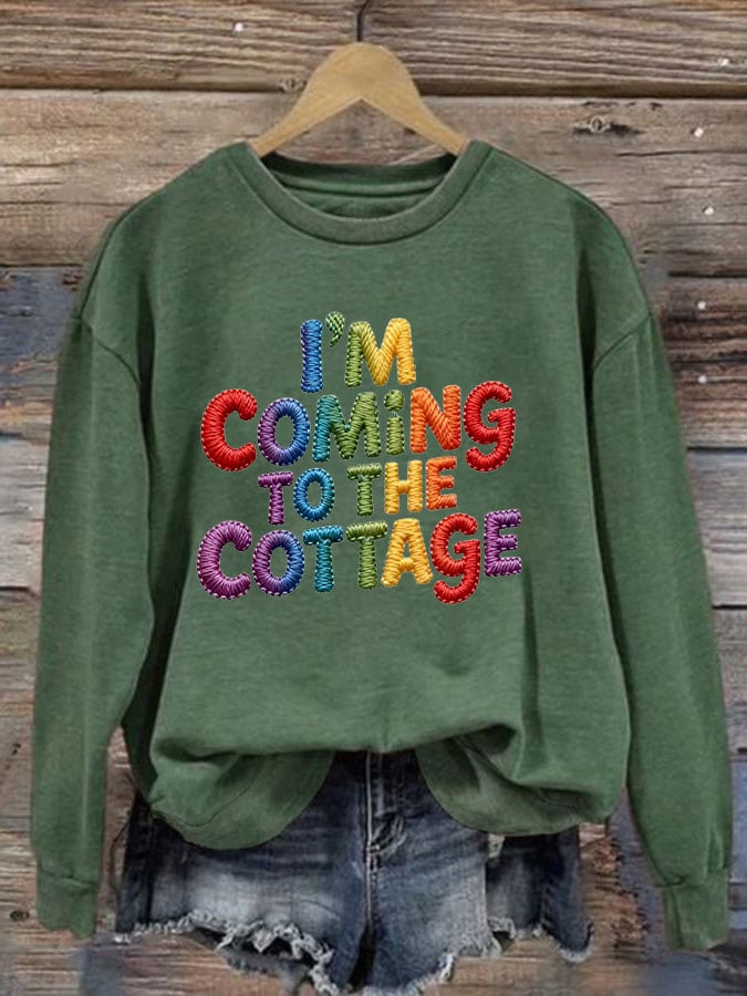 Women's Romantic Ice Hockey Print Long-Sleeved Sweatshirt