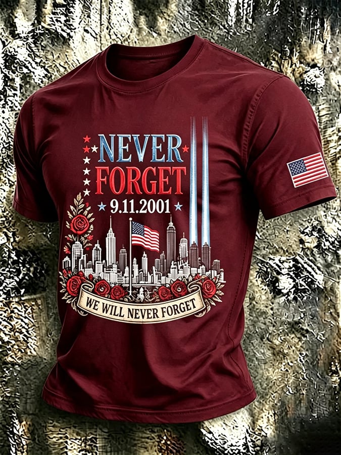 Men's 9.11 Never Forget Print Casual T-shirt