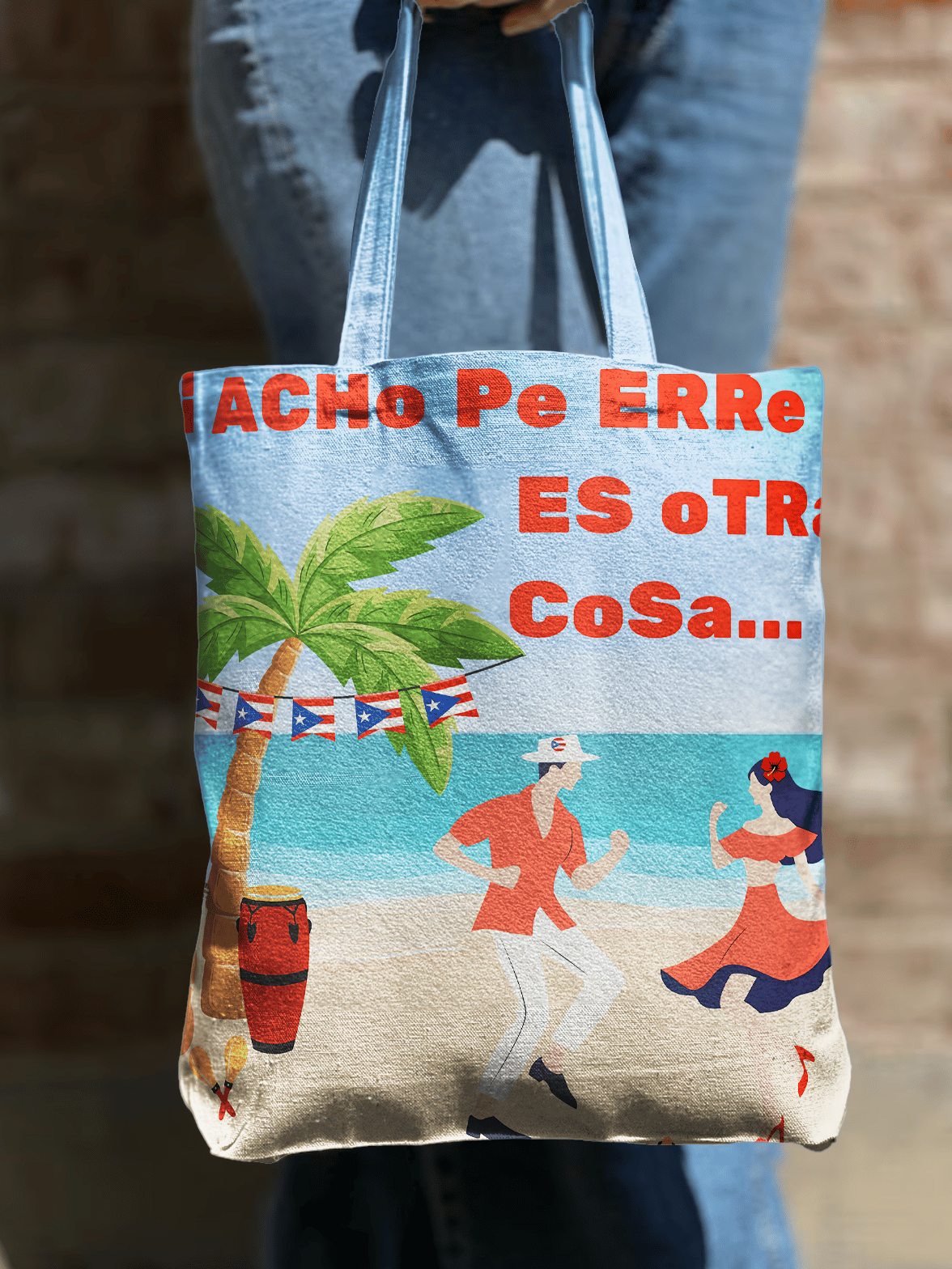 Puerto Rico Colorful Casual Shoulder Zipper Canvas Bag