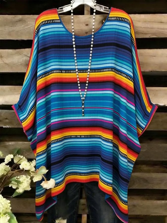 Women's Cinco de Mayo Print Loose-Fit Casual Batwing Top