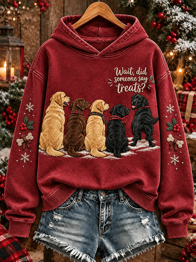 Women's Retro Christmas Dog  Print Top