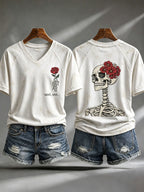 Women's Retro Halloween Well, Shit... Print V Neck T-Shirt