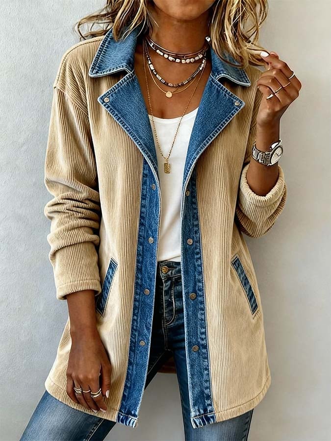 Women'S Casual Denim Contrast Color Stitching Jacket
