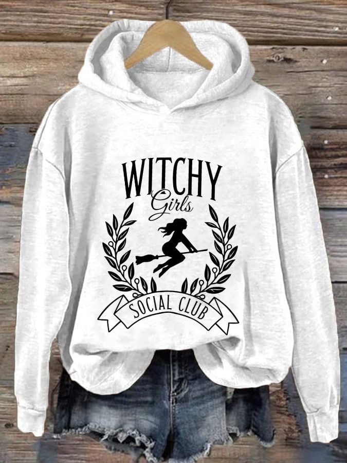 Women's Halloween Witchy Vibes Spooky Printed Hoodie