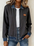 Women'S Casual Contrast Color Stitching Jacket